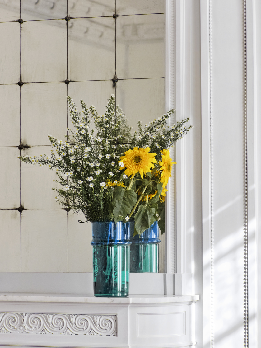 Moroccan Vase L blue and green